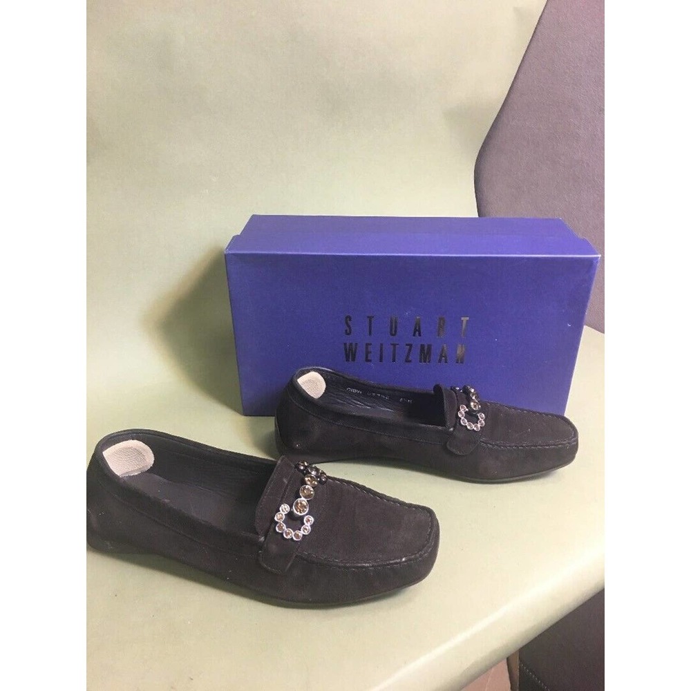 STUART WEITZMAN Women's Cola brown Suede Loafer Shoes Sz 6.5B moccasin